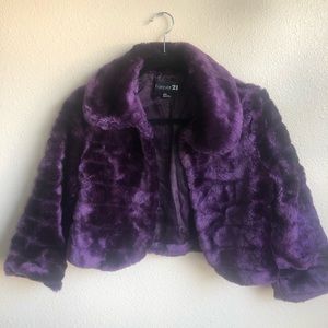 Purple Fur Cropped Jacket